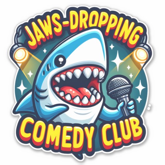 Sticker Dépose-mâchoires : requin au Comedy Club (Devant)