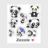 Sticker des animaux de panda sont exposés. (Feuille)