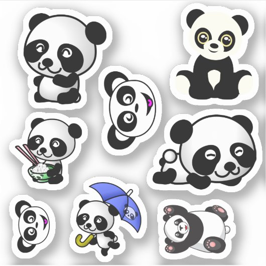 Sticker des animaux de panda sont exposés. (Devant)