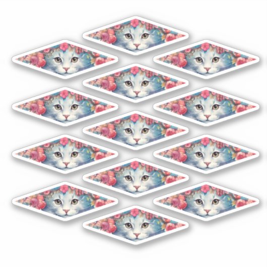 Sticker Des chatons mignons avec des fleurs (Devant)