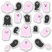 Sticker Des fantômes noirs et roses mignons (Devant)