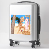 STICKER DES FILLES DE SURFER PRISES (Sur valise)
