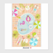 Sticker Des filles et des garçons du bikini jouant au jeu  (Feuille)