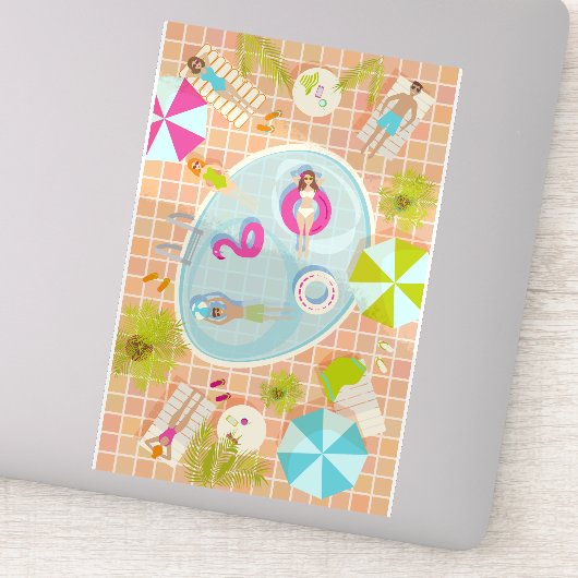 Sticker Des filles et des garçons du bikini jouant au jeu  (Détail)