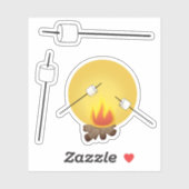 Sticker Des guimauves rôties au-dessus du feu de camp (Feuille)