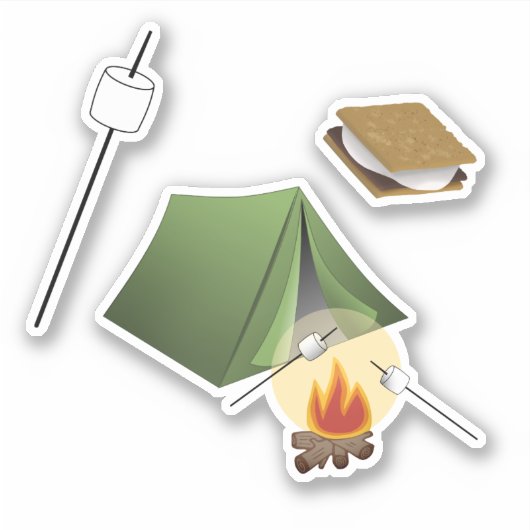 Sticker Des guimauves rôties au-dessus du feu de camp (Devant)