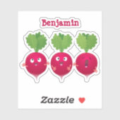 Sticker Des radis mignons chantant des légumes de dessin a (Feuille)