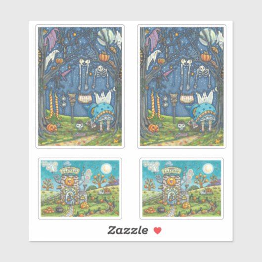 STICKER DES TÉMOIGNAGES DE HALLOWEEN ET DES BÂTIMENTS DE C (Feuille)