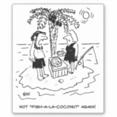 Sticker Desert Island Castaway Couple Cartoon. (Devant)