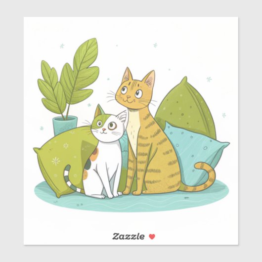 Sticker Design Chat Cute (Feuille)