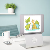 Sticker Design Chat Cute (Ordinateur portable sur le bureau)