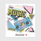 Sticker Design de boite de musique de style rétro (Feuille)
