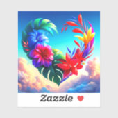 Sticker Design de coeur de fleurs (Feuille)