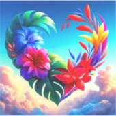 Sticker Design de coeur de fleurs (Devant)