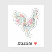 Sticker Design de coq à motifs floraux (Feuille)