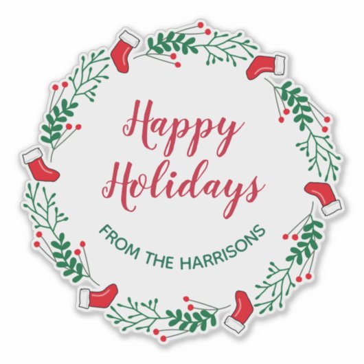 Sticker design de couronne de Noël Étiquette (Devant)