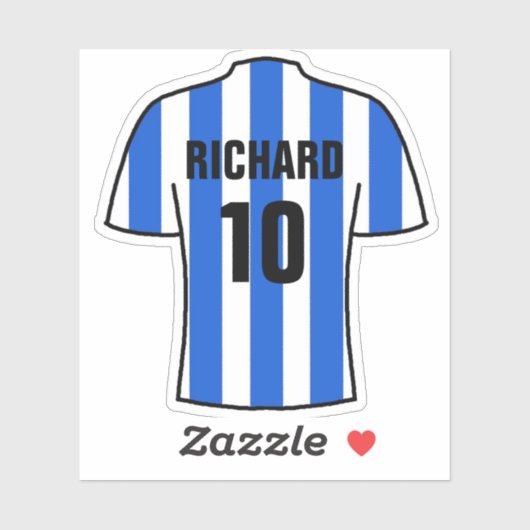 Sticker Design de maillot de football en Bleu & Blancs (Feuille)