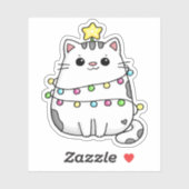 Sticker Design de Noël de chat mignon (Feuille)