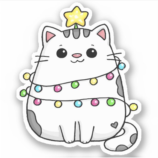 Sticker Design de Noël de chat mignon (Devant)