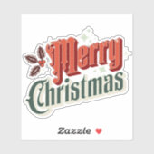 Sticker Design de Noël vintage turquoise (Feuille)