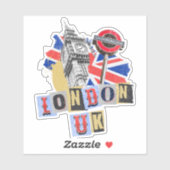 Sticker Design de style rétro à Londres (Feuille)