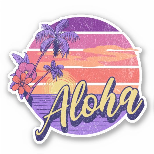 Sticker Design de texte de style rétro "Aloha" (Devant)