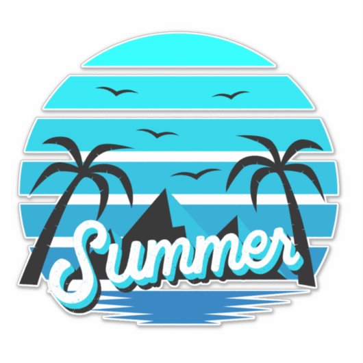 Sticker Design Été Moderne Bleu Et Noir (Devant)