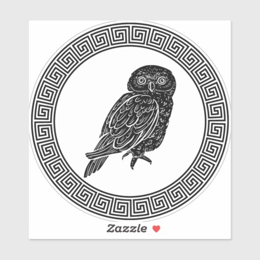Sticker Design grec ancien Chouette d'Athéna (Feuille)