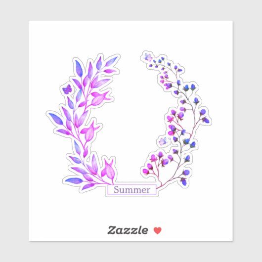 Sticker Design original de fleurs et branches violettes (Feuille)