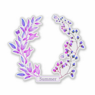 Sticker Design original de fleurs et branches violettes