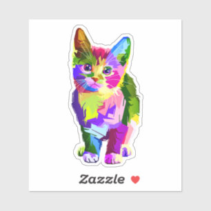 Sticker Design prismatique Stylisé Kitten-32345