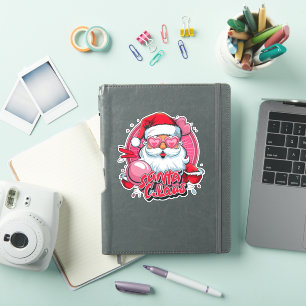 Sticker Design rétro de Noël Père Noël Jolly Santa Claus