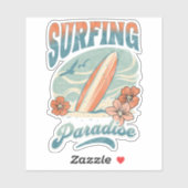 Sticker Design rétro du Surfing Paradise (Feuille)