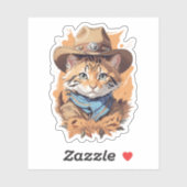 Sticker Design vintage Cowboy Kitten (Feuille)