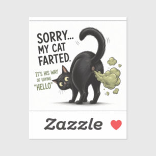 Sticker Désolé Mon Chat a Péter Drôle Humour de Chat Noir