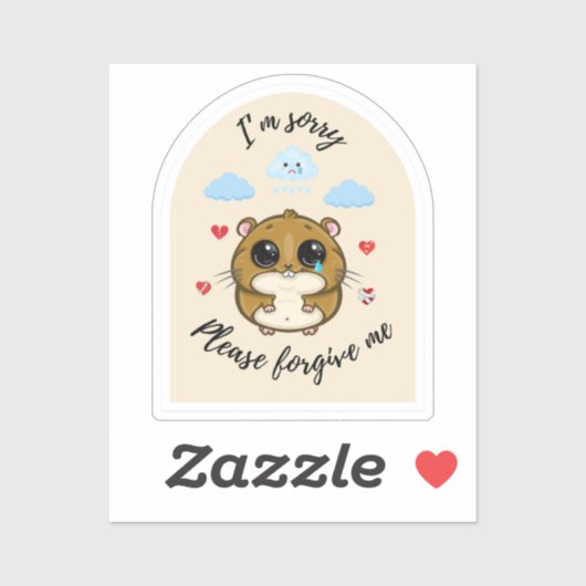 Sticker Désolé, Pardonnez-moi, triste Hamster (Feuille)