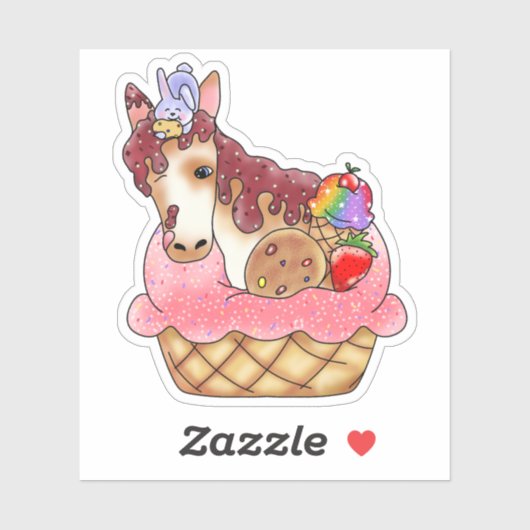 Sticker Dessert Cheval & Bunny Cupcake | (Feuille)