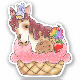 Sticker Dessert Cheval & Bunny Cupcake