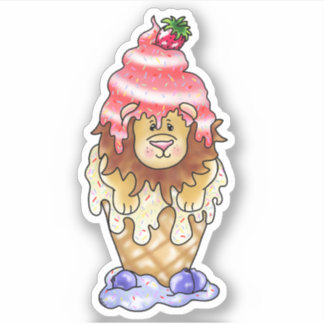 Sticker Dessert de crème glacée Lion Coloré |