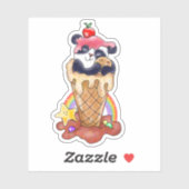 Sticker Dessert de crème glacée Panda | (Feuille)