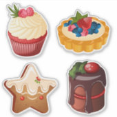 Sticker Dessert de Noël avec Cupcake, Gingerbread & Tarte (Devant)