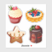 Sticker Dessert de Noël avec Cupcake, Gingerbread & Tarte (Feuille)