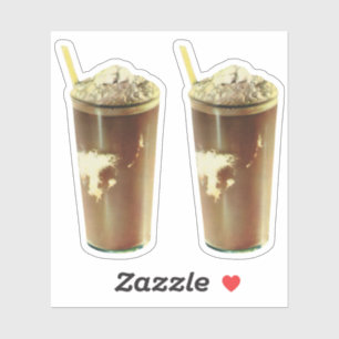 Sticker Dessert Vintage, Milk-Shake au Chocolat et Crème F