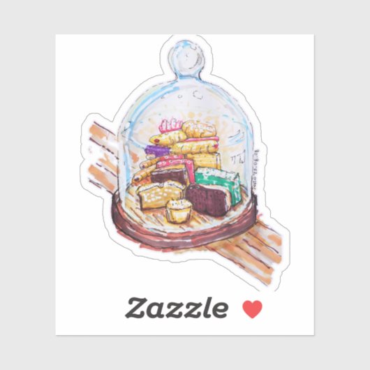 Sticker Desserts Sous Dôme De Verre (Feuille)