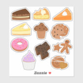 Sticker Desserts sucrés, pâtisseries, pâtisseries et gâtea (Feuille)