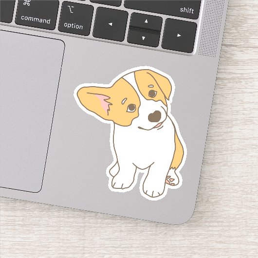 Sticker Dessin adorable de corgi gallois à l'oreille coque (Détail)