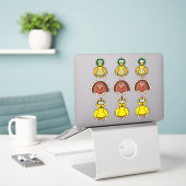 Sticker Dessin animé Canard, Dinde, Poulet (Ordinateur portable sur le bureau)