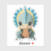 Sticker Dessin animé de bébé dinosaure mignon (Feuille)