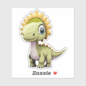 Sticker Dessin animé de bébé dinosaure mignon (Feuille)