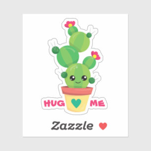 Sticker dessin animé de cactus dans un pot drôle "FAIS MOI